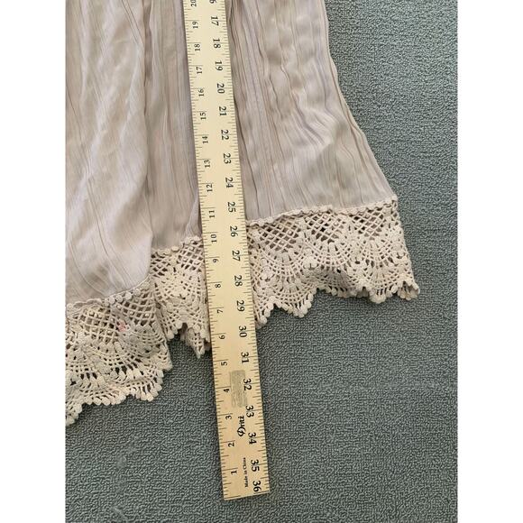 Free People Women's L Flowy Shorts Beige Cropped Culottes Crochet Lace Hem - Picture 5 of 14